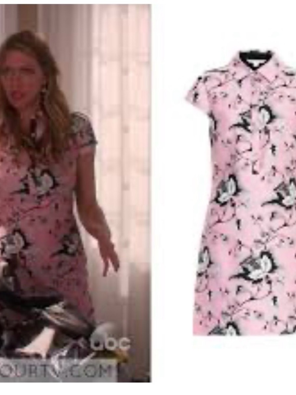 ASO TV Diane Von Furstenberg Pink Floral Collared Mini Dress Size 2